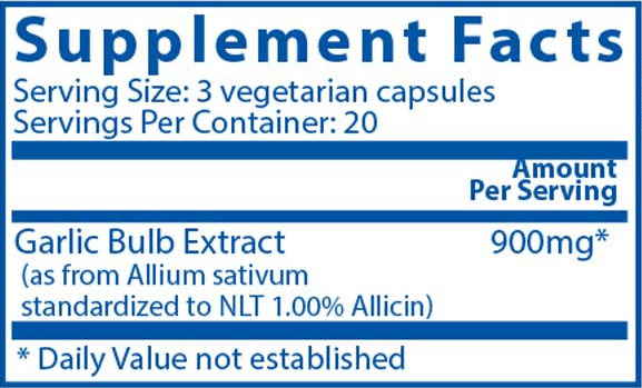 Garlic Extract 300mg (Vital Nutrients) Supplement Facts