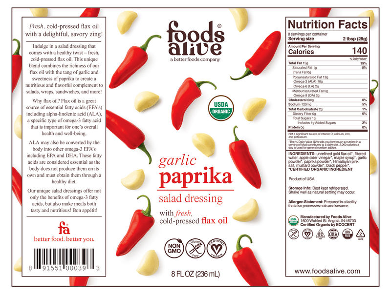 garlic paprika (foods alive) label