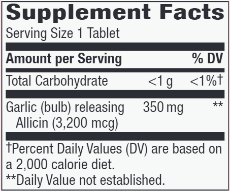 Garlicin Cardio tabs (Nature's Way) supplement facts