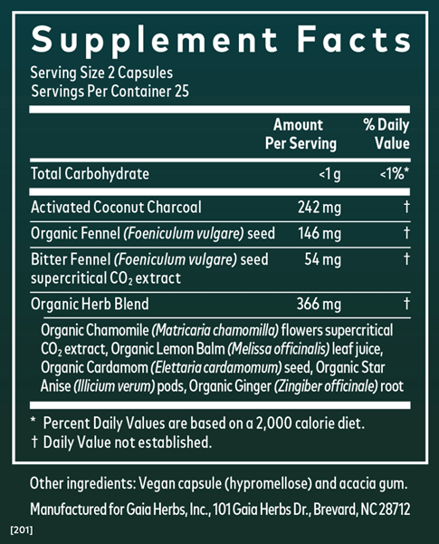 gas & bloating gaia herbs supplement facts
