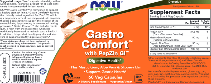 Gastro Comfort with PepZin GI (NOW) Label