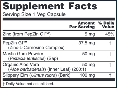 Gastro Comfort with PepZin GI (NOW) Supplement Facts