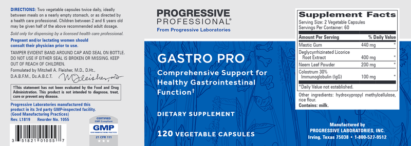 Gastro Pro (Progressive Labs) Label