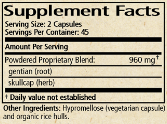 gentian & skullcap capsules wise woman herbals supplement facts