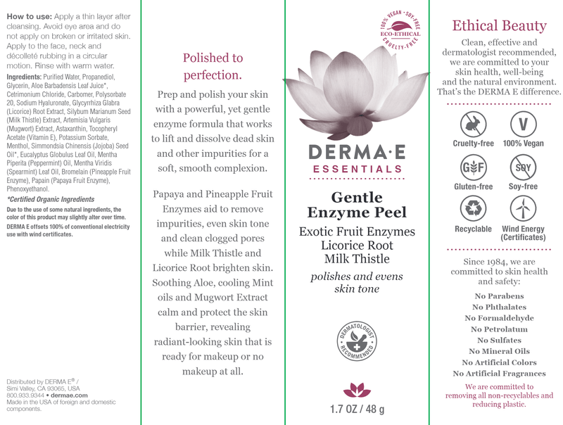 gentle enzyme peel dermae label