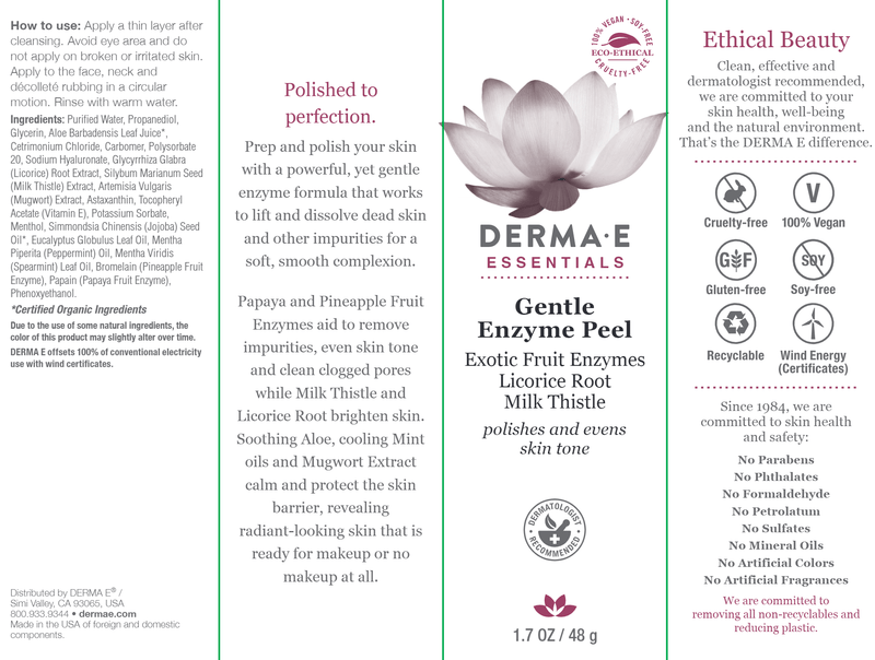 Gentle Enzyme Peel (DermaE) label