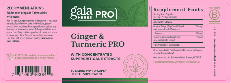 Ginger & Turmeric PRO | Zingiber-Max label