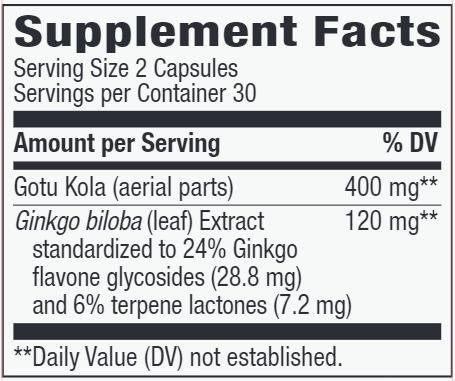 Ginkgo (Std) veg capsules (Nature's Way) 60ct supplement facts