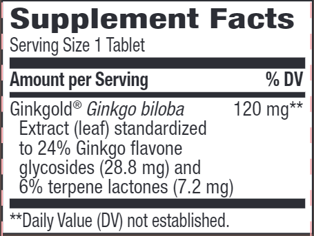 Ginkgold Max 120 mg 60 tabs (Nature's Way) supplement facts