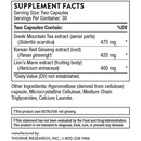 ginseng plus with lion's mane thorne supplement facts