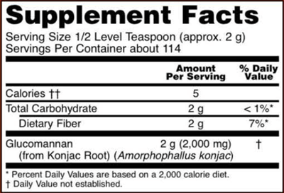 Glucomannan Powder (NOW) Supplement Facts