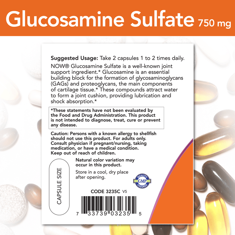 Glucosamine Sulfate 750 mg (NOW) Label