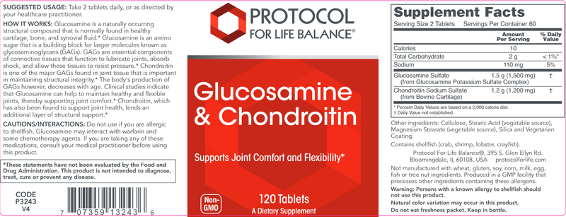 glucosamine & chondroitin (protocol for life balance) label