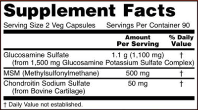 Glucosamine & MSM - 180 Capsules (NOW) Supplement Facts