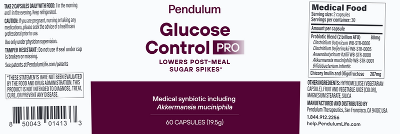 Glucose Control Pro (Pendulum) label