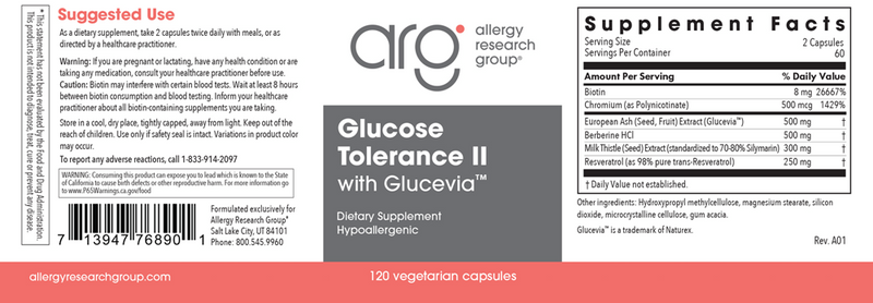glucose tolerance II allergy research group label