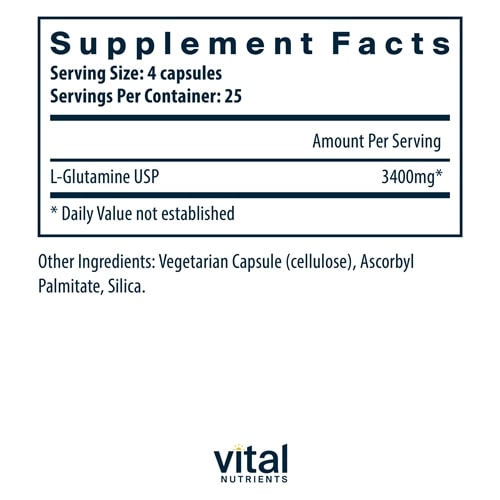 Glutamine 3400 mg Vital Nutrients supplements
