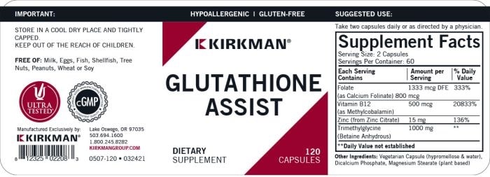 Glutathione Assist (Kirkman Labs) label