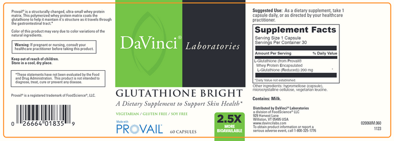 Glutathione Bright (DaVinci Labs) label