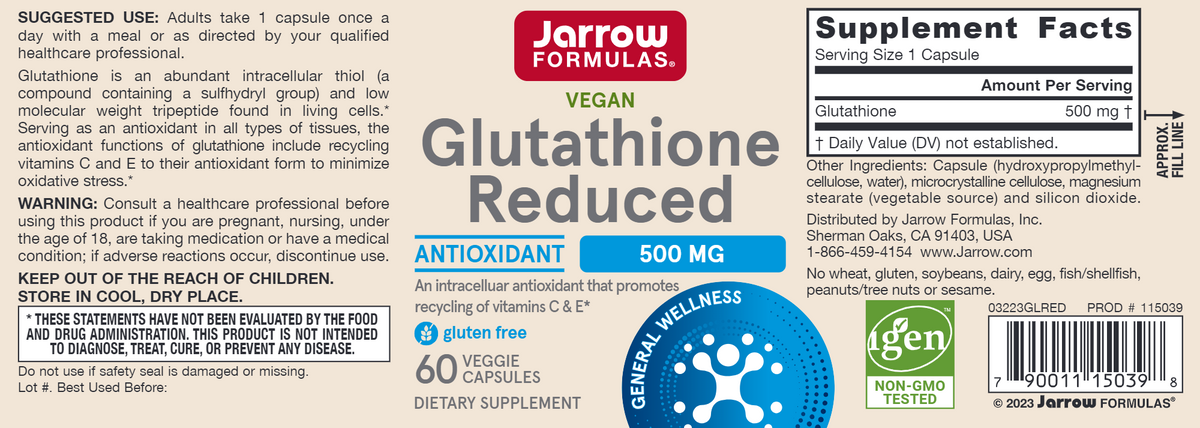 Glutathione Reduced 500 mg (Jarrow Formulas) Glutathione Reduced 500 mg (Jarrow Formulas)