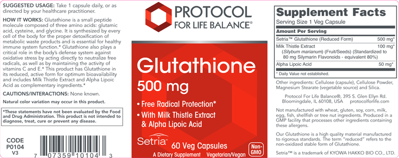 Glutathione (Protocol for Life Balance) Label
