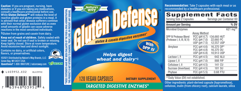 Gluten Defense 120 Veg Capsules (Nature's Way) Label