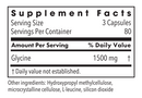 glycine capsules 500 mg (metabolic maintenance) supplement facts