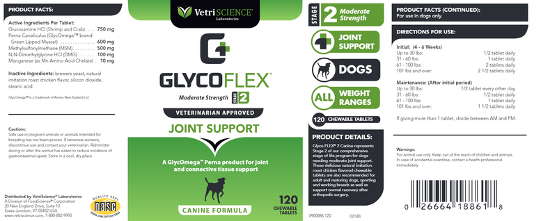 GlycoFlex II For Dogs Vetri-Science label