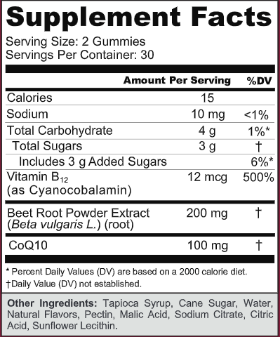 Goli Beets Cardio Gummies (Goli Nutrition) Supplement Facts