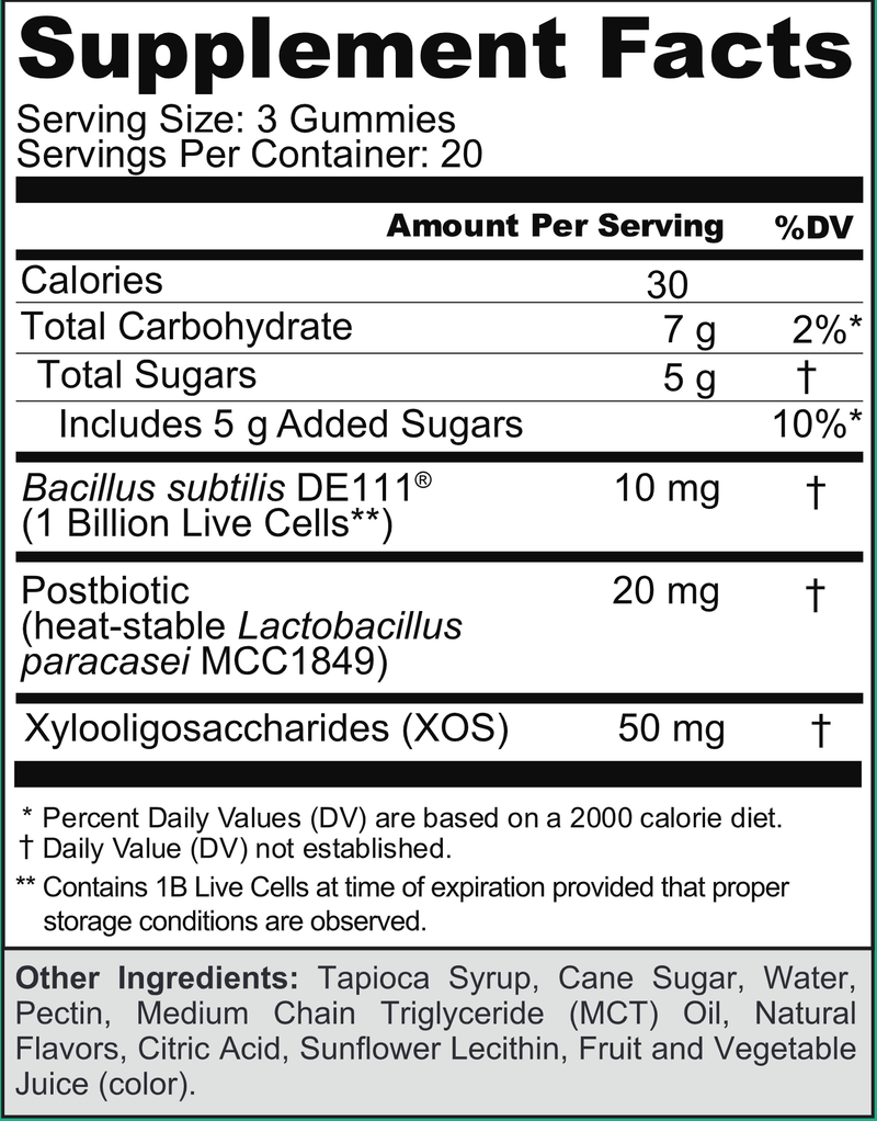 Goli Probiotic+ Gummies (Goli Nutrition) Supplement Facts