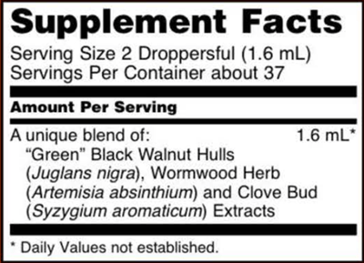 Green Black Walnut Wormwood Complex Liquid (NOW) Supplement facts