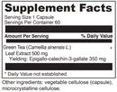 green tea 70 davinci labs supplement facts