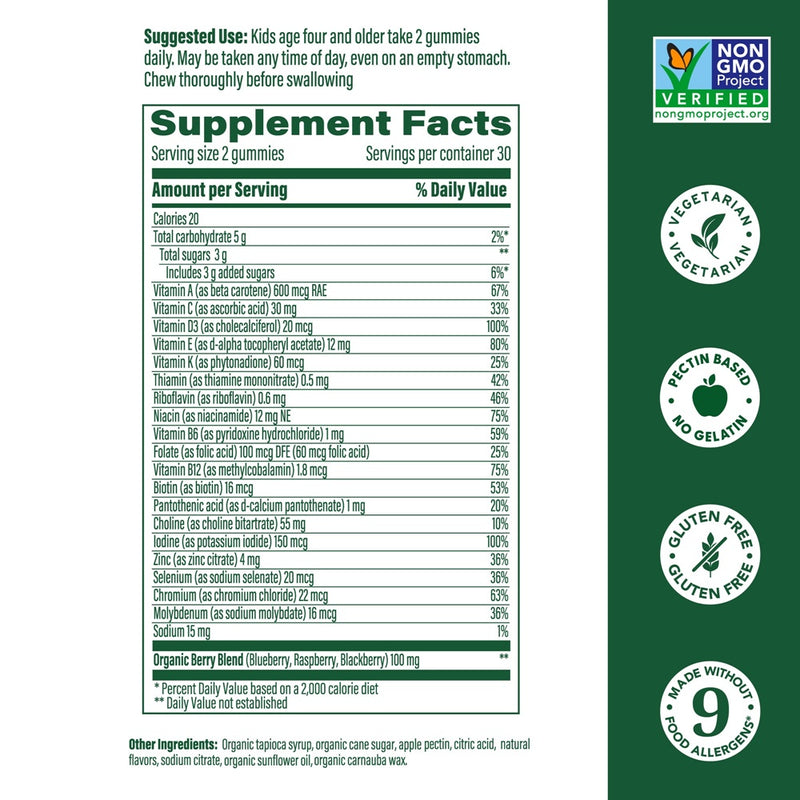 kids multi gummies (megafood) supplement facts