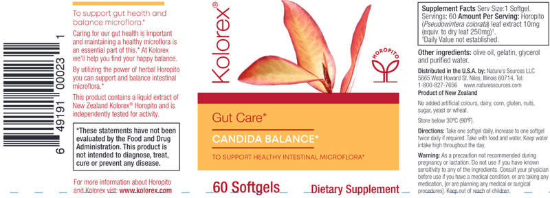 Gut Care Candida Balance (Kolorex) Label