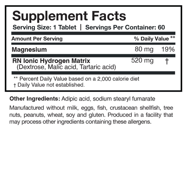 H2 Absorb Supplement Facts Label