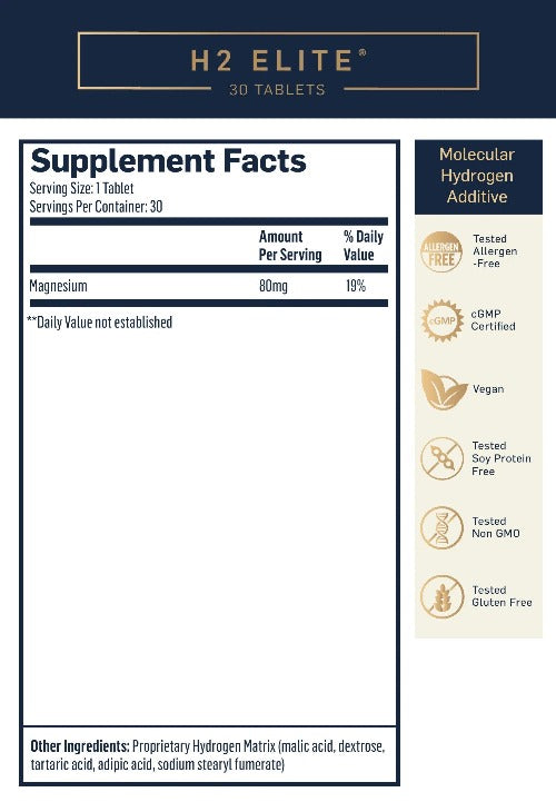 H2 Elite 30ct Quicksilver Scientific supplement facts