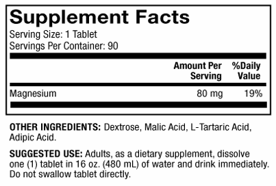 H2 Molecular Hydrogen Supplement Facts Label