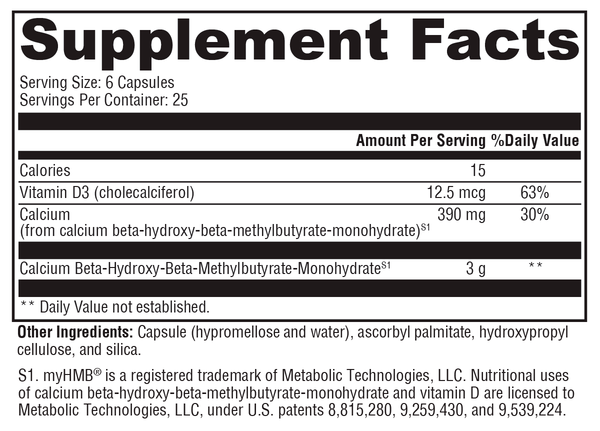 HMB PRO Supplement Facts Label
