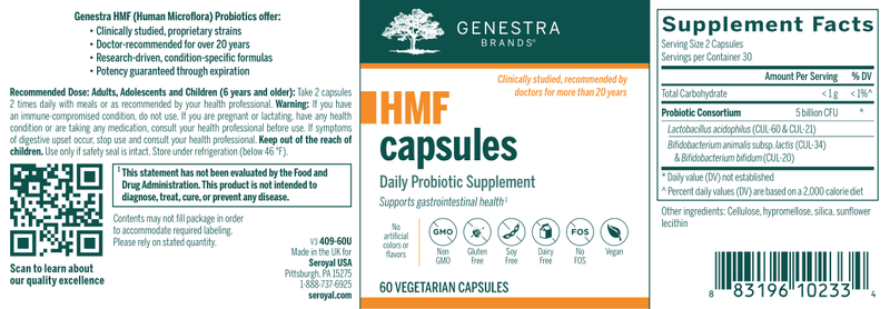 HMF Capsules label Genestra