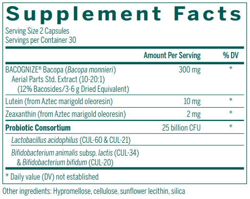 HMF NEURO COGNITION supplement facts Genestra