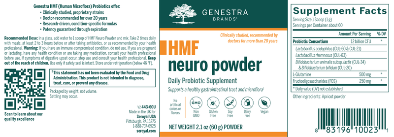 HMF NEURO POWDER label Genestra