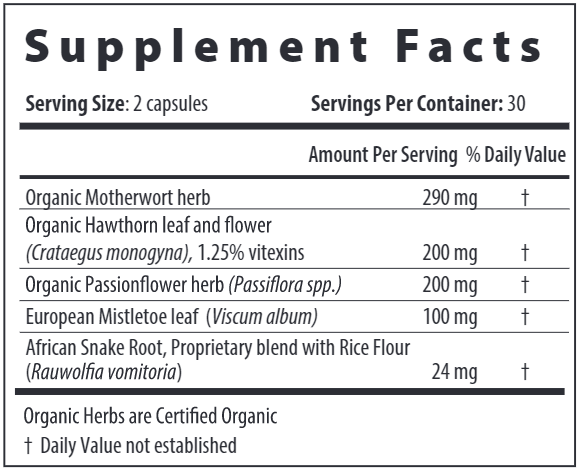HTN 180 Px Regular (Restorative Formulations) Supplement Facts