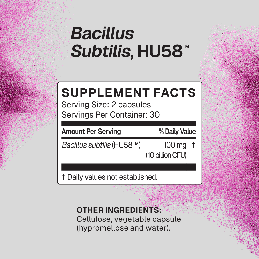 Bacillus subtilis HU58 Supplement Facts Label