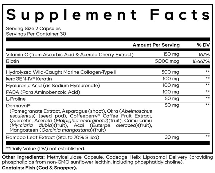 Hair Skin Nails Vitamins Platinum Supplement Facts Label