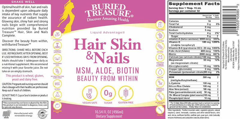 Hair Skin & Nails (Buried Treasure) Label