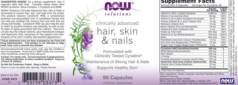 Hair Skin and Nails (NOW) Label