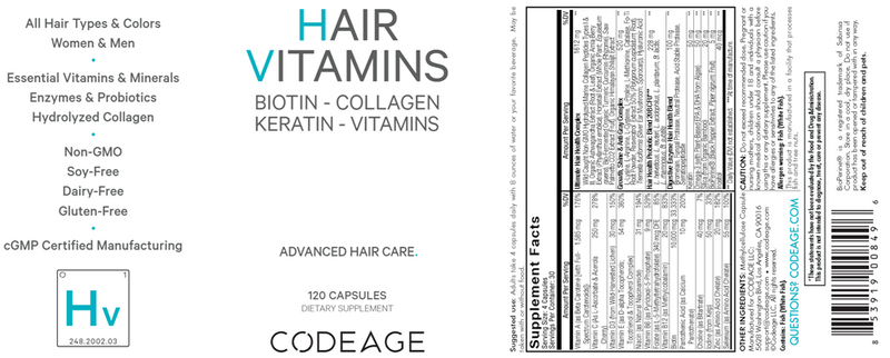 Hair Vitamins (Codeage) Label