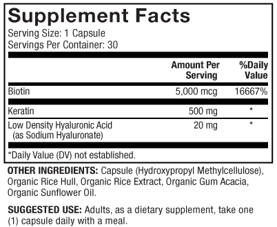 Hair, Skin and Nails (Dr. Mercola) supplement facts