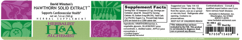 Hawthorn Solid Extract (Herbalist Alchemist) Label