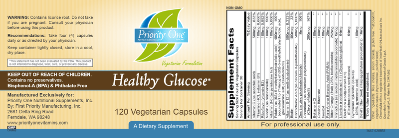 Healthy Glucose (Priority One Vitamins) label